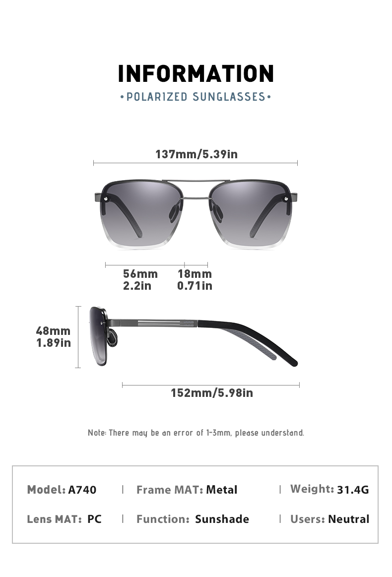 Gafas de sol polarizadas retro vintage para hombre A740