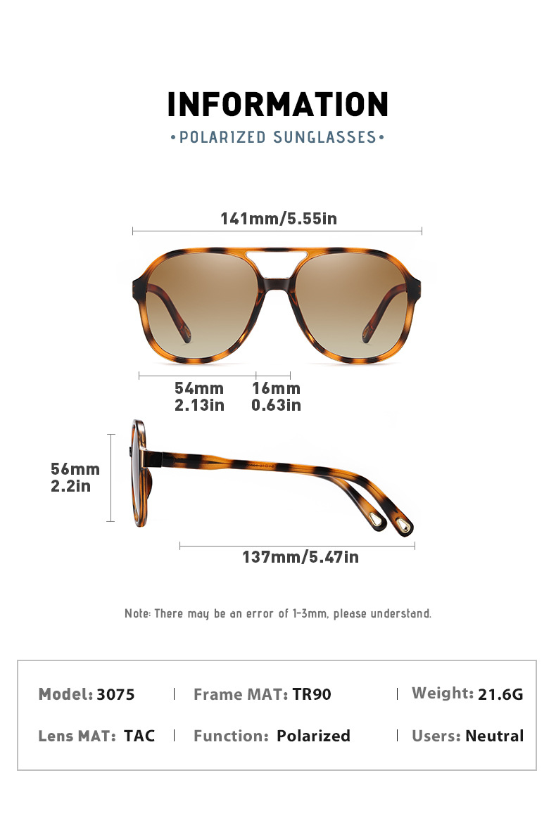 Gafas de sol polarizadas de piloto 3075