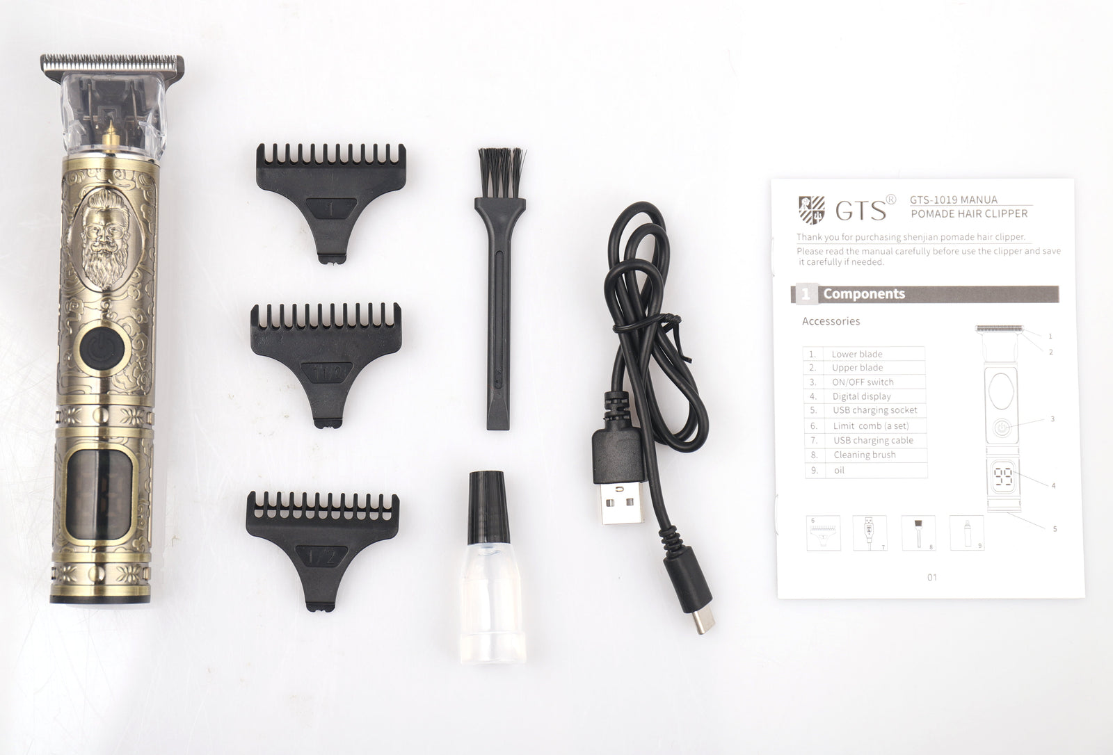 Recortadora de pelo profesional para salón con pantalla LED