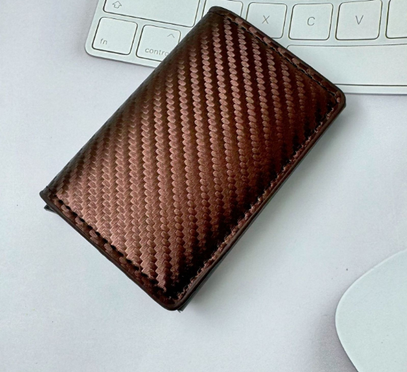 Cartera de cuero con bloqueo RFID, tarjetero emergente para negocios