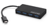 Hub USB 3.0 tipo C de 4 puertos y 10 Gbps, color negro